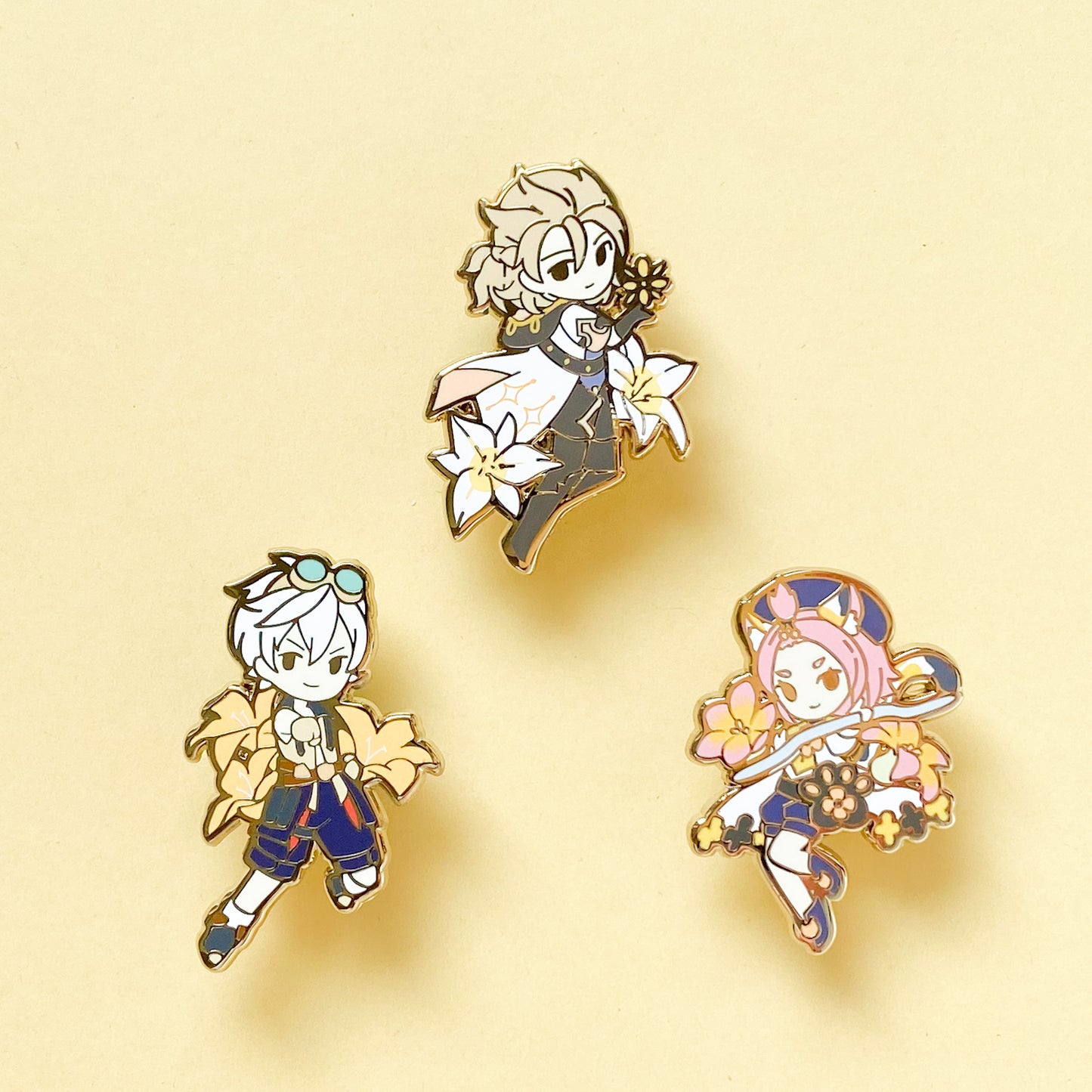 Genshin Impact: Floral Enamel Pin (Albedo Bennett Diona)