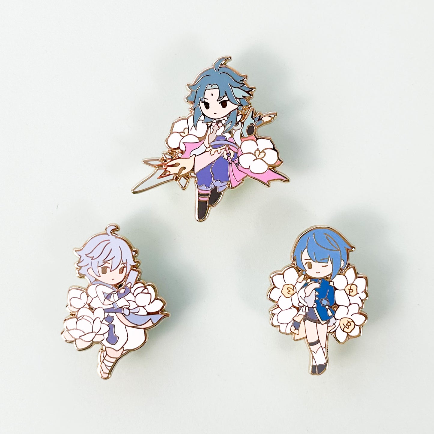 Genshin Impact: Floral Enamel Pin (Xiao Chongyun Xingqiu)