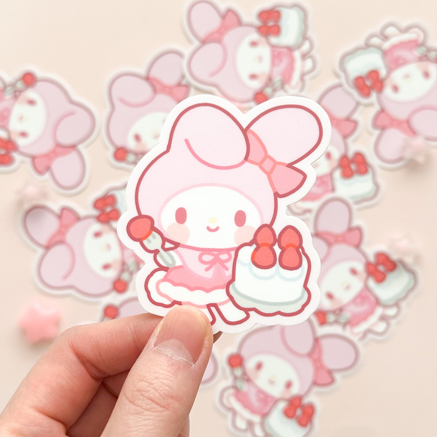 Strawberry Cream Cake Kawaii Rabbit Vinyl Sticker
