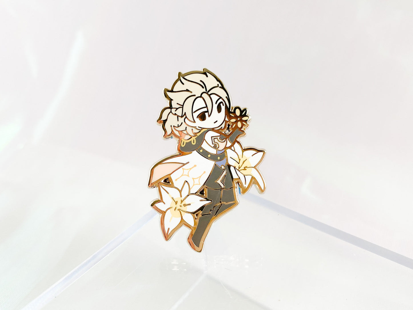 Albedo Bennett Diona floral genshin impact enamel pin