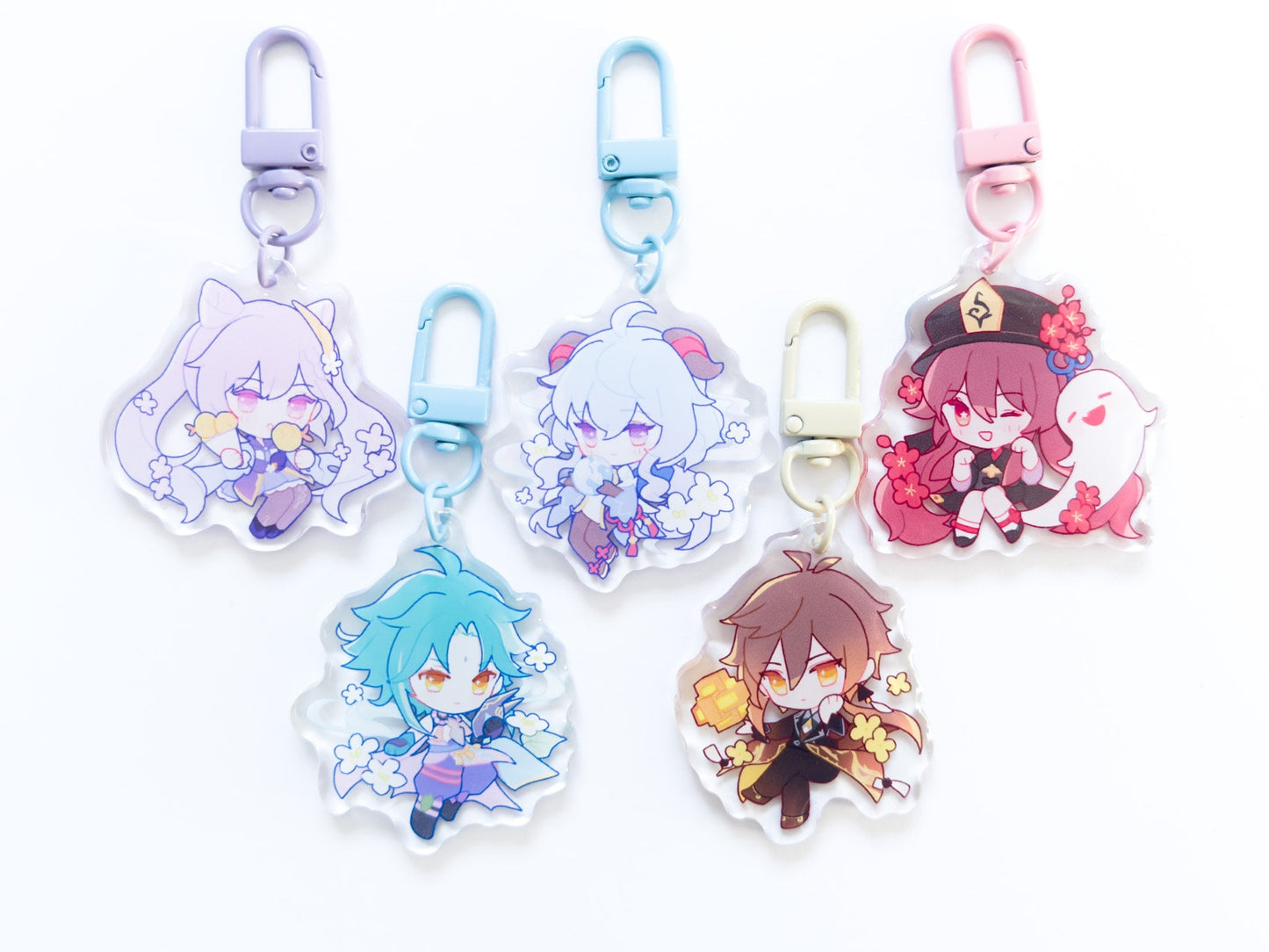 Genshin Impact Acrylic Keychain/Charm Keqing Ganyu Hu Tao Xiao Zhongli