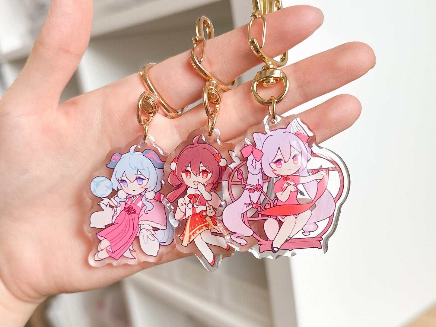 Lunar New Year Genshin Impact Acrylic Keychain Charms Year of the Rabbit Ganyu Keqing Hu Tao