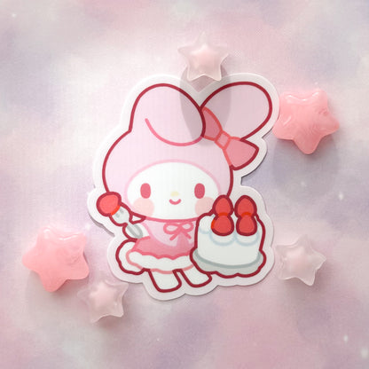 Strawberry Cream Cake Kawaii Rabbit Vinyl Sticker