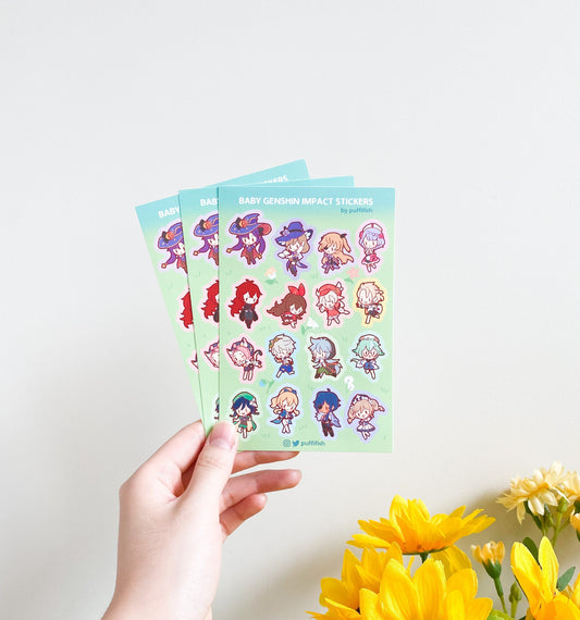 Baby Genshin Impact Mini Kiss-cut Sticker Sheet