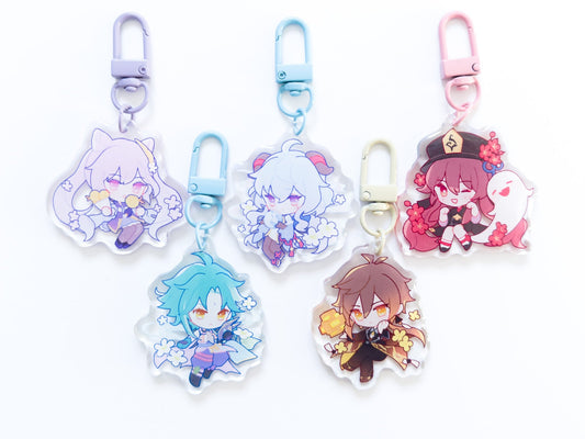 Genshin Impact Acrylic Keychain/Charm Keqing Ganyu Hu Tao Xiao Zhongli